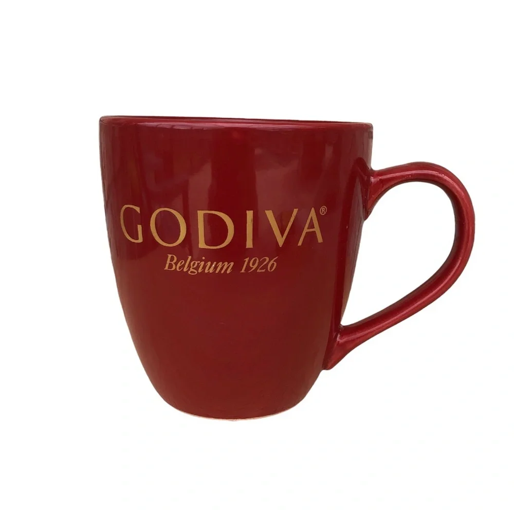 GODIVA Belgium 1926 California Pantry 16oz Burgundy Gold Coffee Te Mug